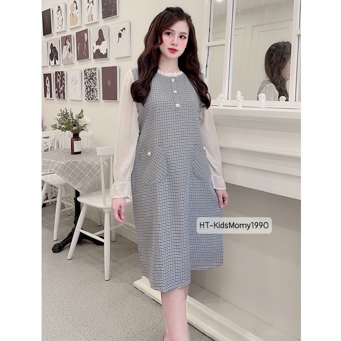 Váy bầu, đầm bầu công sở dáng suông chất liệu âu hàn- thời trang bà bầu cao cấp