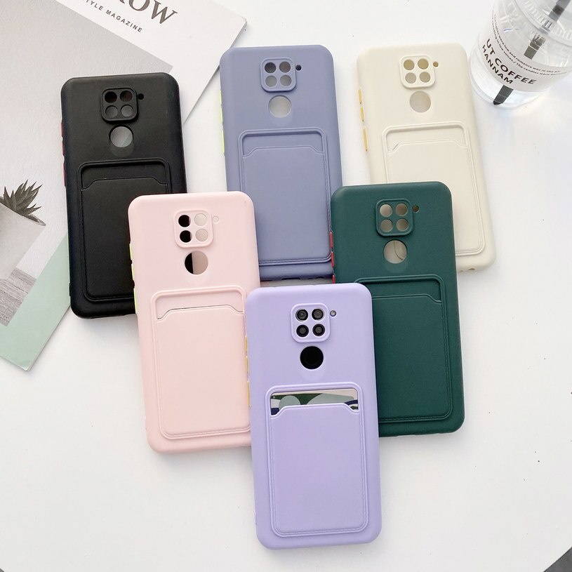 Ốp điện thoại silicone có ngăn đựng thẻ cho Xiaomi Redmi Note 10 Pro Max Note10 10S 8 8A 7A K40 Pro Poco F3