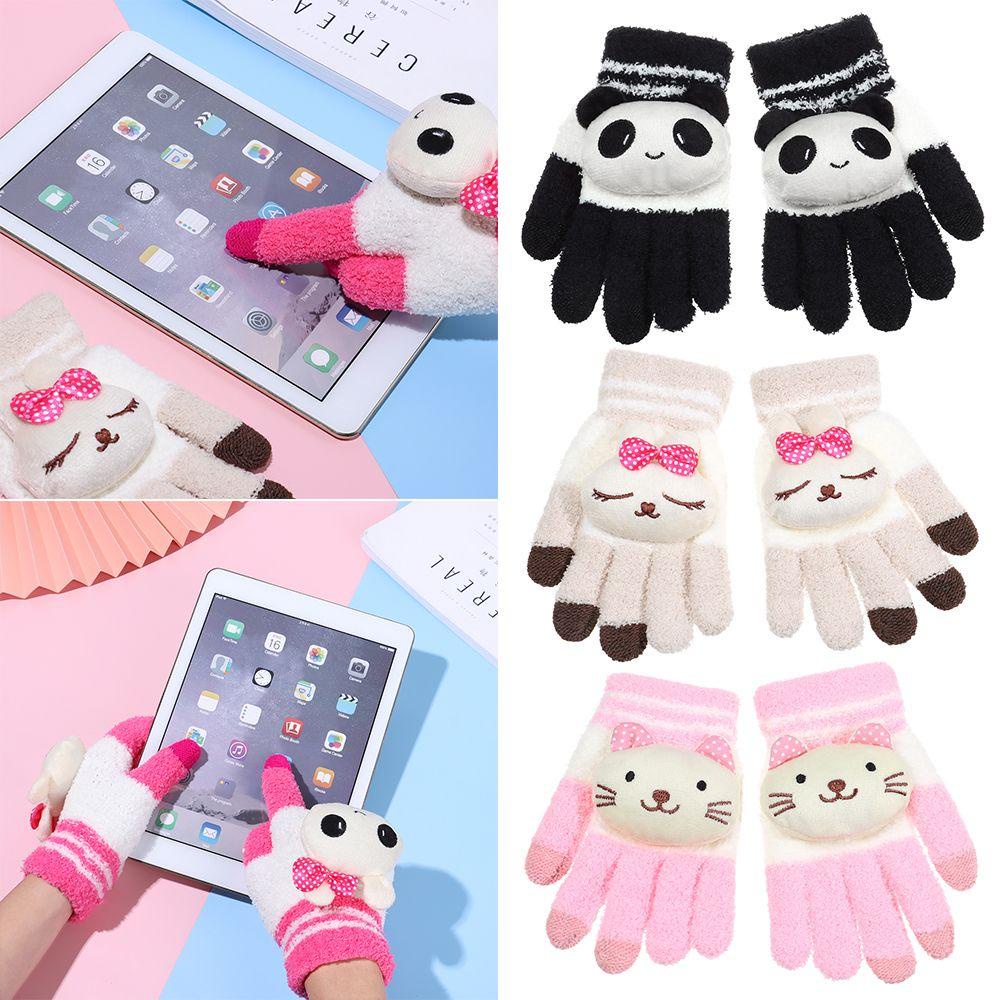 MIHAN1 Găng Tay Nhung Dày Dặn Kiểu Dáng Hoạt Hình Dễ Thương Xinh Xắn Cho