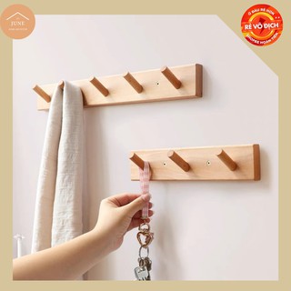 Móc treo quần áo gỗ gắn tường 🌟 MIỄN SHIP 🌟 Thanh treo đồ đa năng, móc úi xách, áo khoác 2 kích thước