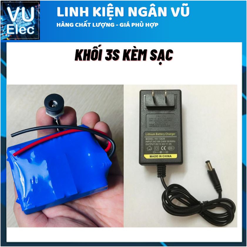 Khối pin 2S /3S /4S 2600mAH - 10A / 25A. Được đóng từ cell pin Lithium 18650 Mới. Có mạch bảo vệ