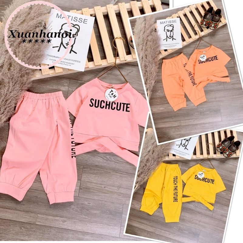 [Mã FAMAYFA2 giảm 10K đơn 50K] Bộ bé gái áo Croptop và Quần hiphop cotton thun 4 chiều 22-35kg XHN521