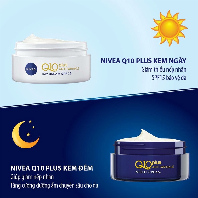 Bộ kem dưỡng da Nivea Q10 ban ngày ban đêm chăm sóc da toàn diện, nội địa Châu Âu, GGEU