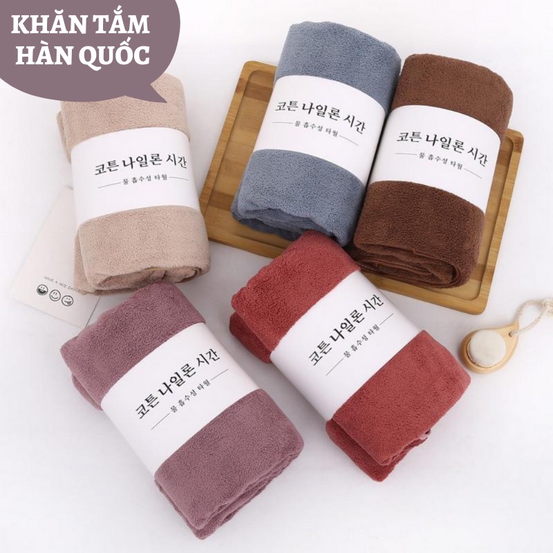 Khăn Tắm Bông Hàn Quốc Mềm Mại, Siêu Thấm, Chất Liệu Thân Thiện Cho Da