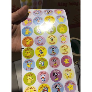 set 7 cuộn sticker khen thưởng cho bé