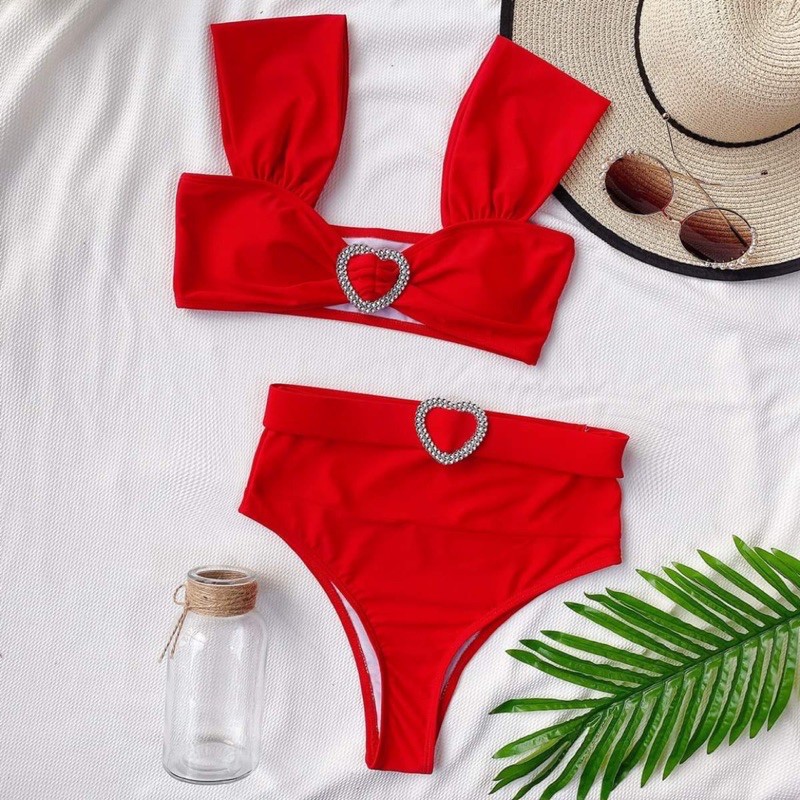 [BKN761] &lt;ÂU&gt; SET BIKINI KHUY TIM ĐỎ KÈM BELT RỜI (CẠP CAO)