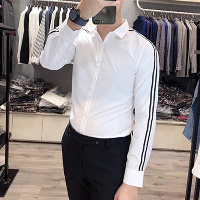 Áo sơ mi trắng phối tay hàng cao cấp slimfit body hàng chuẩn loại 1 mod shop