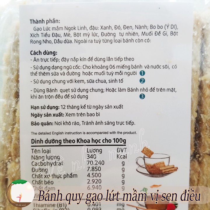 BÁNH QUY GẠO LỨT MẦM NGOK LINH NHIỀU VỊ dành cho người ăn thực dưỡng, ăn chay, ăn ít đường