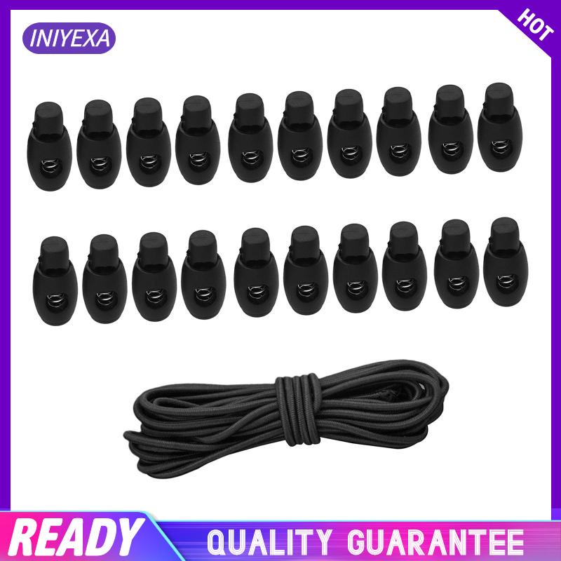 Set 20 Dụng Cụ Chặn Dây Lò Xo + Dây Co Giãn 10ft Cho Dây Rút / Quần Áo / Ba Lô / Túi Xách