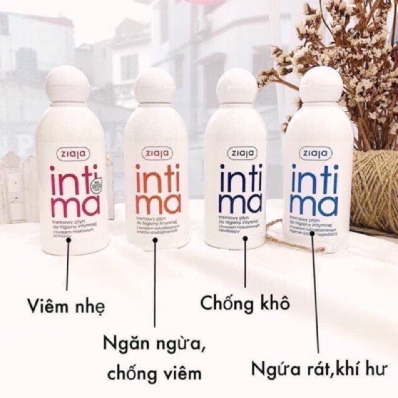 Dung dịch vệ sinh phụ nữ Intima Ziaja 200ml Ba Lan - cam, hồng, xanh đậm và xanh nhạt