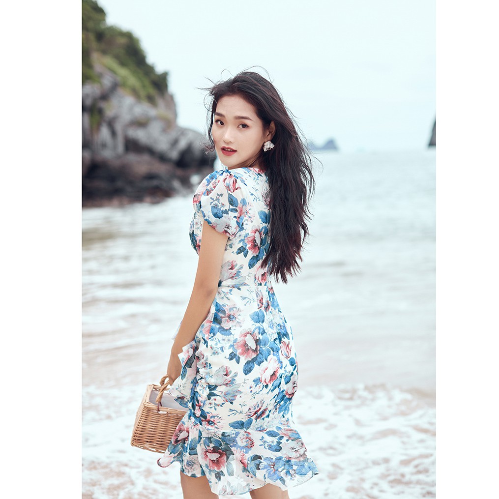 Đầm ôm nữ 92WEAR 3 màu, thiết kế bèo thân dưới DOA1608 | BigBuy360 - bigbuy360.vn