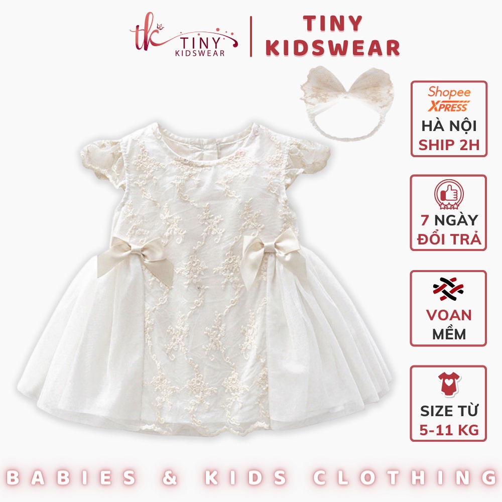 Váy Công Chúa Bé Sơ Sinh 1 Tuổi Tặng Kèm Băng Đô, Đầm Đầy Tháng, Váy Thôi Nôi Bé Gái Từ 5-13kg [GB49]