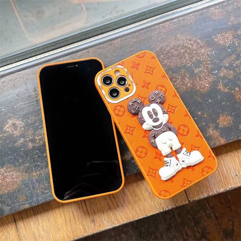 Ốp điện thoại da hình chuột Mickey ba chiều cho iPhone 13ProMax 13 13pro 11ProMax 11 X XS XR XSMAX 7+ 8+ 12Pro 12ProMax