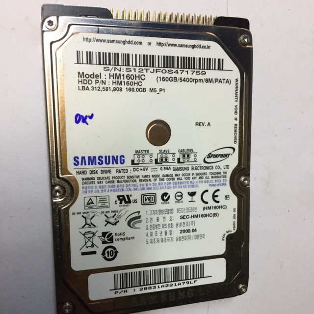 Ổ cứng hdd Laptop ATA-IDE 160Gb