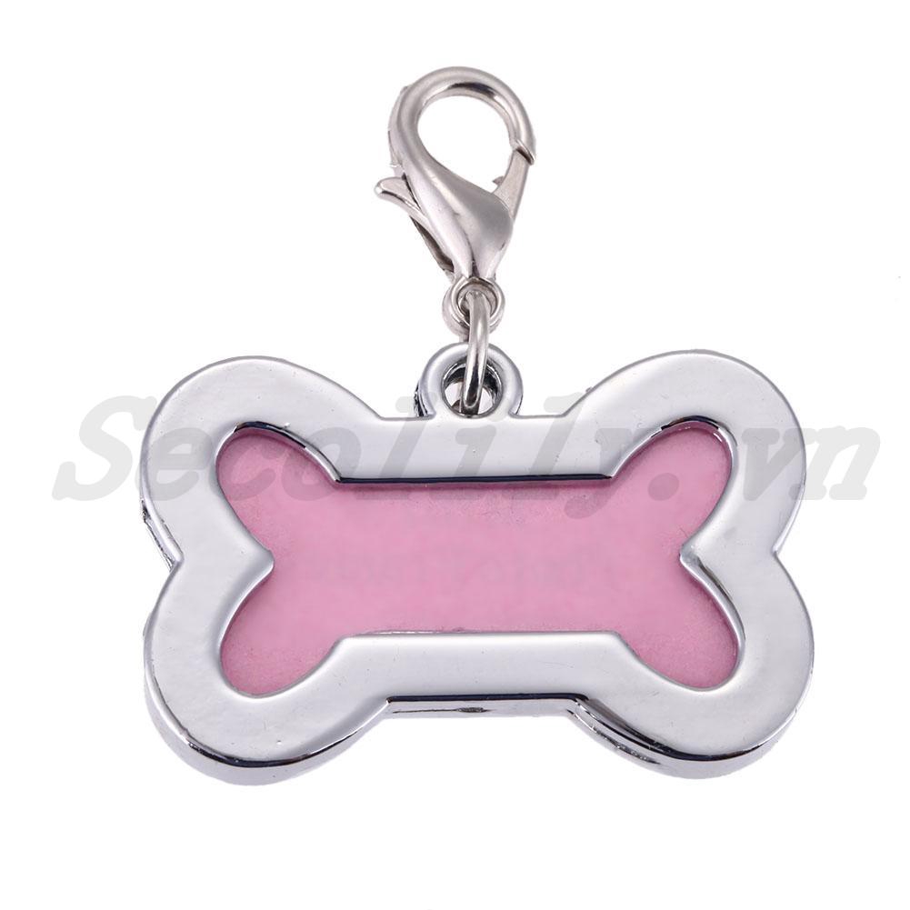 Pet Cat Dog ID Tags Customized Personalized Bone Shaped Alloy Crystal Tag