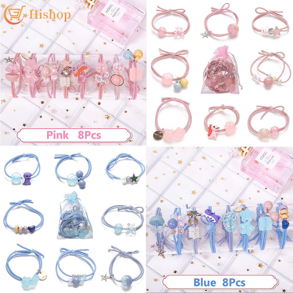 Set 8 dây buộc tóc xinh xắn dành cho nữ tùy chọn màu sắc