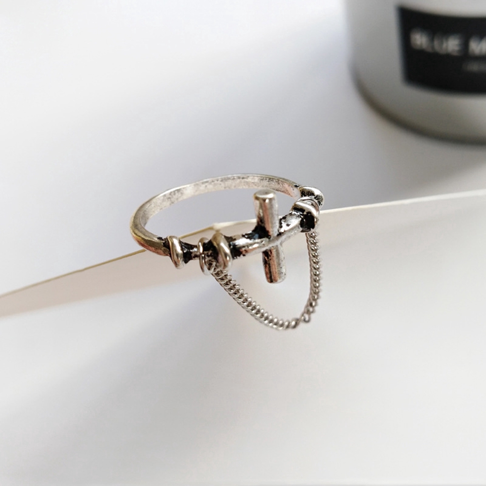 Nhẫn Đeo Tay Kim Loại Hình Thánh Giá Phong Cách Retro