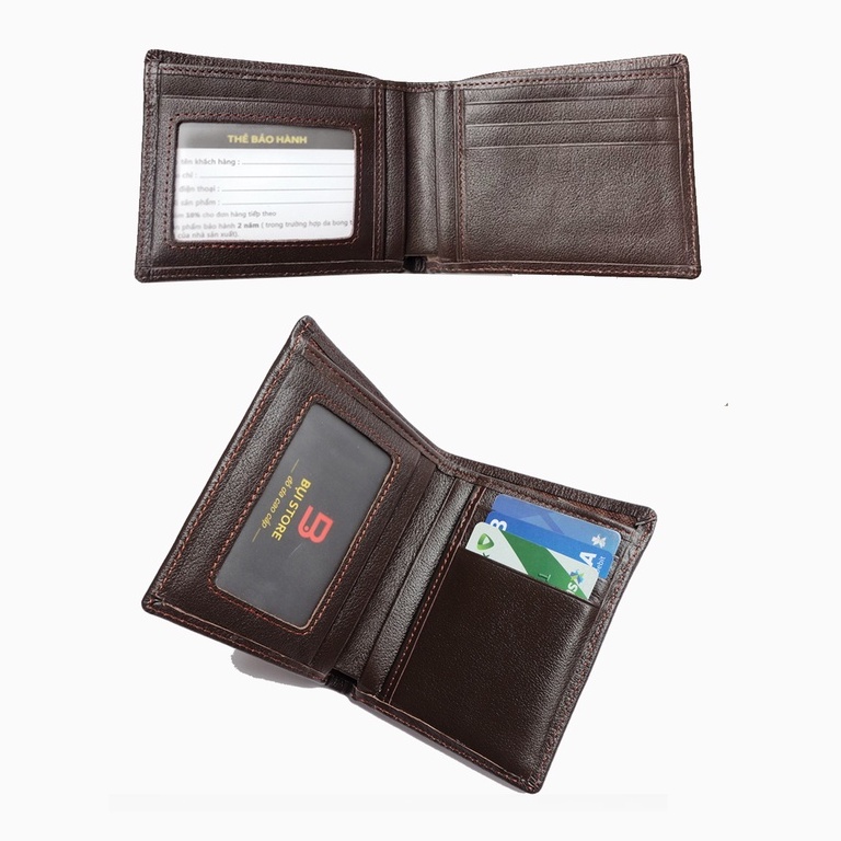 Ví đứng da bò thật, ví nam da Nappa cao cấp bảo hành 2 năm