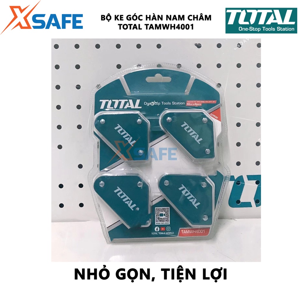 Bộ 4 ke góc hàn nam châm TOTAL TAMWH4001 Bộ nam châm 3 góc mini 45°/90°/135°, lực kéo 10Lbs