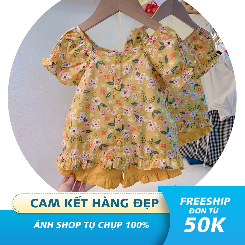 SET VÁY HOA VÀNG cho bé chất thô mềm mát, lên dáng cực xinh