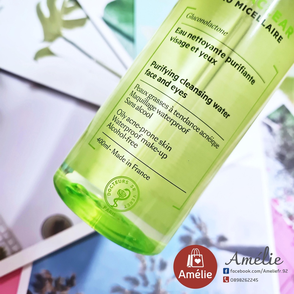 TẨY TRANG dành cho da dầu mụn SVR Sebiaclear Purifying Micellar Water chứa Gluconolactone làm mịn da