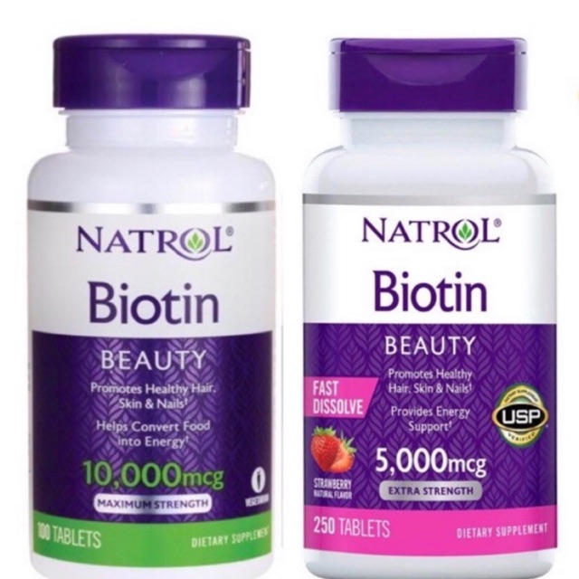 Hàng Mỹ - Viên Nhai Đẹp Da, Tóc và Móng Natrol Biotin Beauty 5000mcg & 10000mcg