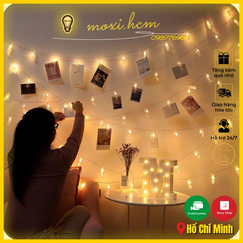 Dây đèn LED có kẹp gắn ẢNH nhãn hiệu MOXI dùng trang trí tiện dụng ,làm đèn decor.