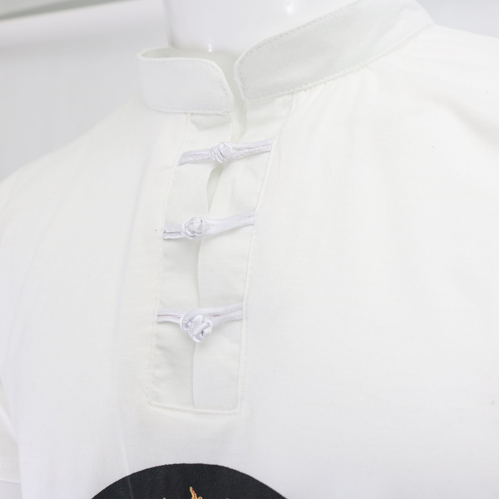 Bộ áo thun in hình Rồng - Màu Trắng (Có cúc cài) | BigBuy360 - bigbuy360.vn