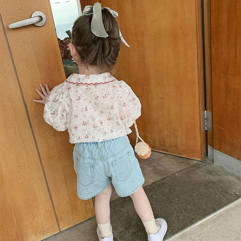 Áo kiểu ngắn tay họa tiết hoa thời trang mùa hè ngọt ngào cho bé gái