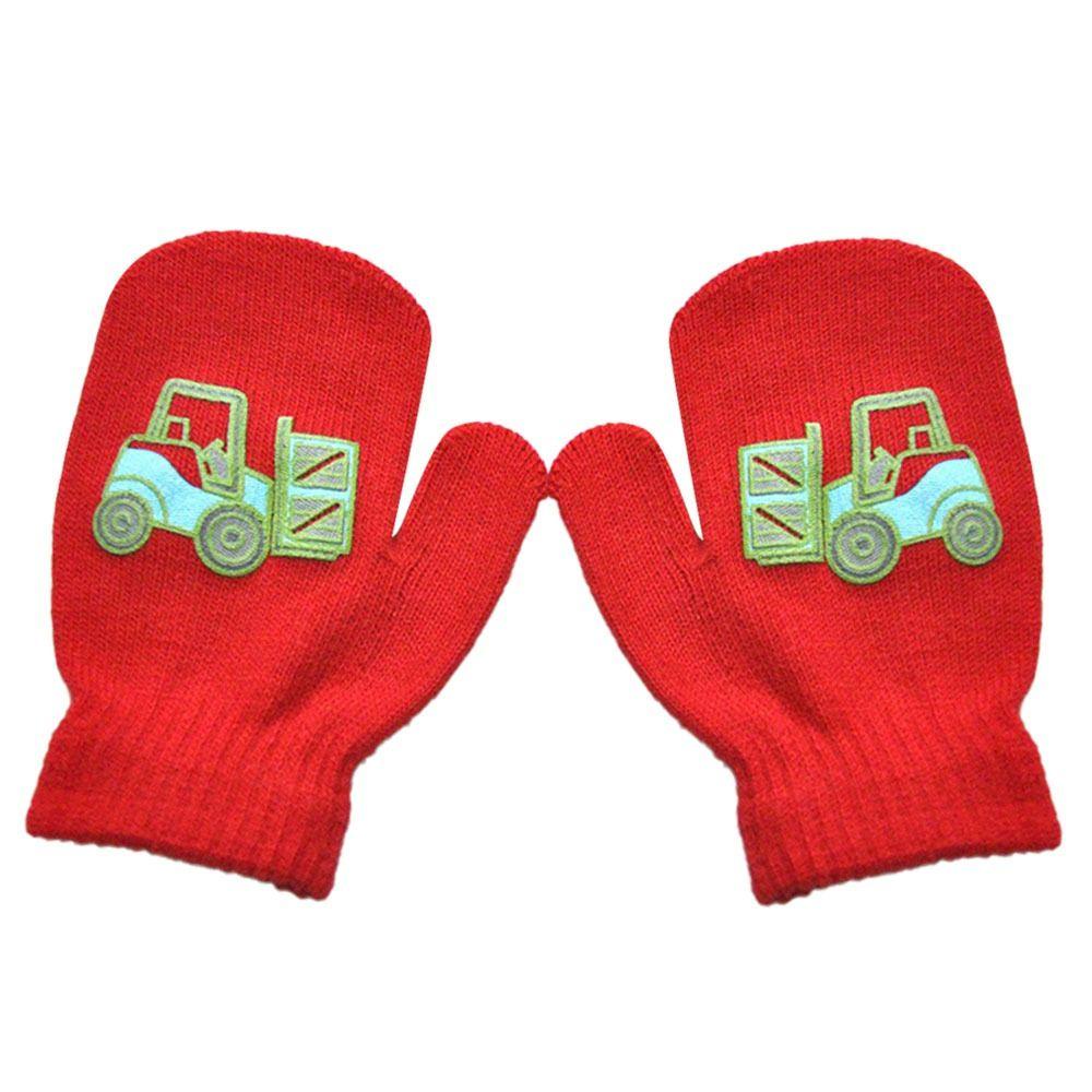 CACTU Set 2 Đôi Găng Tay Dệt Kim Họa Tiết Xe Công Trường Cho Bé