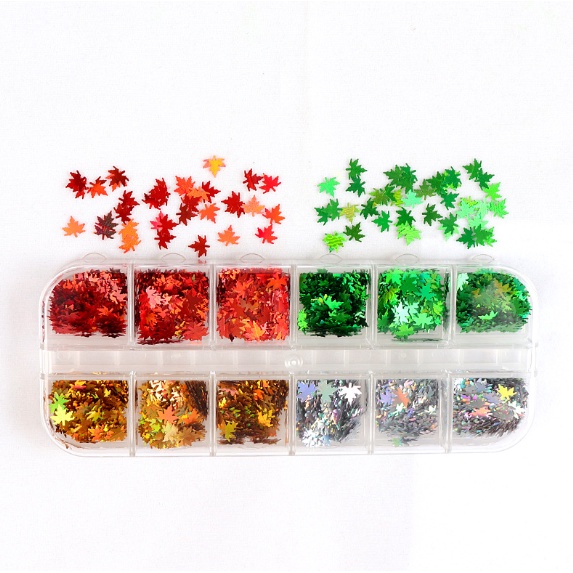 Kim tuyến trang trí hình lá phong khay 12 ngăn