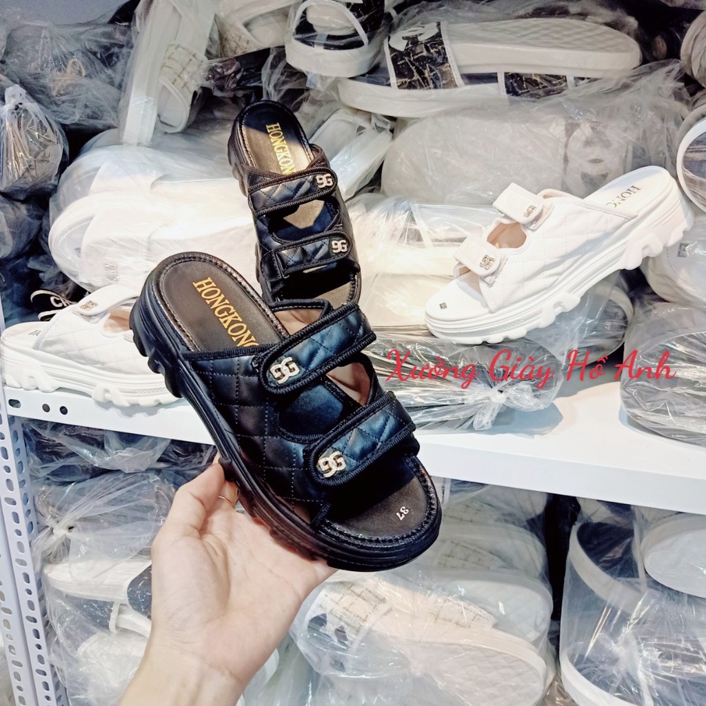 Dép Sandal Quai Hậu 4 Khuy Đế Cao Quai dán Điều Chỉnh To Nhỏ Cực Hót Siêu Nhẹ Cực Êm Sang Chảnh