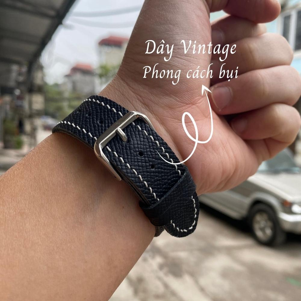 Dây đồng hồ 22mm 20mm 18mm handmade nam da bò dây đeo đồng hồ gia xịn cao cấp đẹp giá rẻ nhập khẩu Epsom