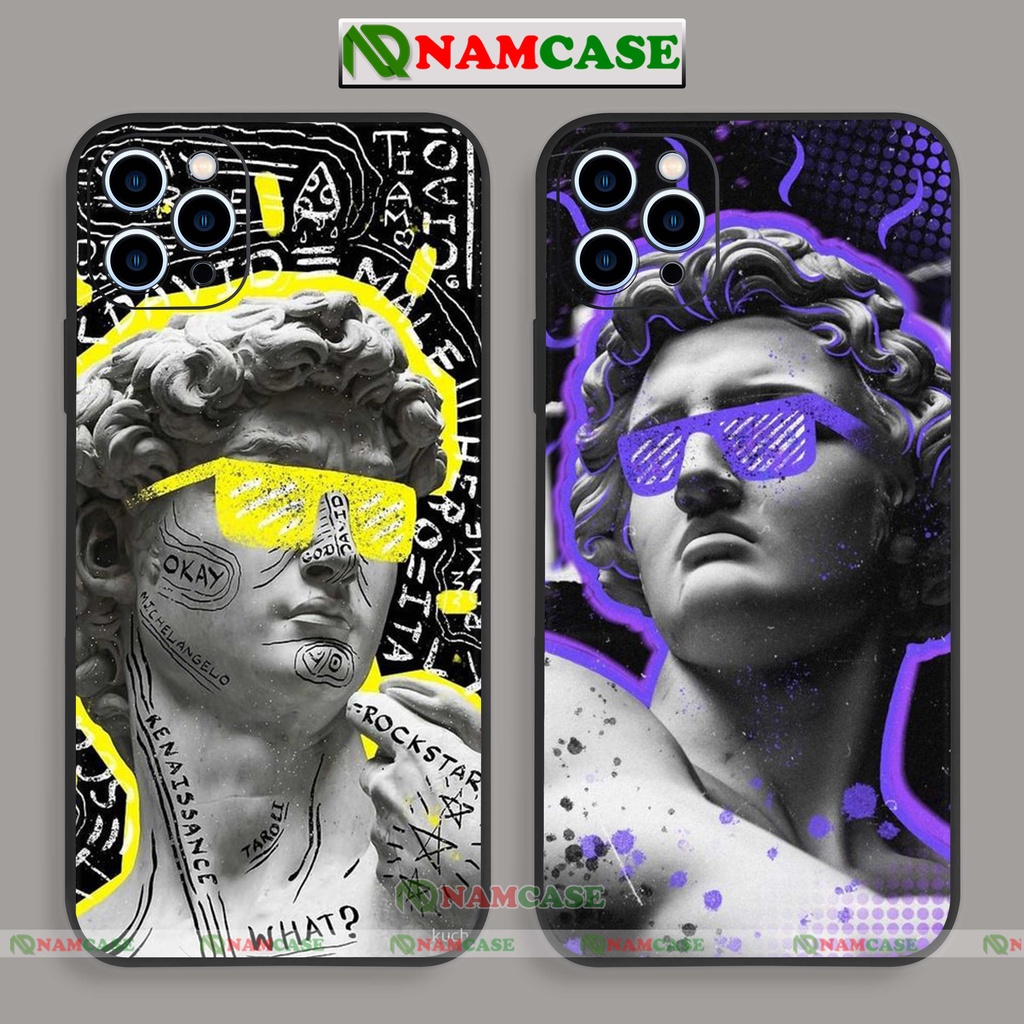 Ốp lưng điện thoại iPhone david bựa cạnh viền vuông silicon dẻo bảo vệ cam ip 6/6s/7/8/X/XS/XR/11/12/13/14 Pro Plus Max