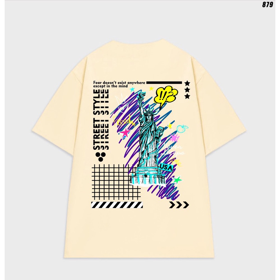 Áo phông unisex form rộng tay lỡ Nam Nữ Tượng nữ thần tự do 879 HY KOREA