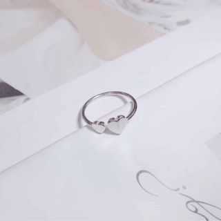 Nhẫn bạc ý 925 tim đôi dáng hở freesize