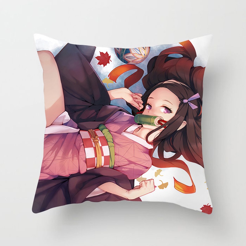 Gối ôm tựa lưng kimetsu no yaiba thanh g.ươm diệt quỷ Demon Slayer 45x45cm Tanjirou Nezuko  Zenitsu Shinobu Kanae Kyouju