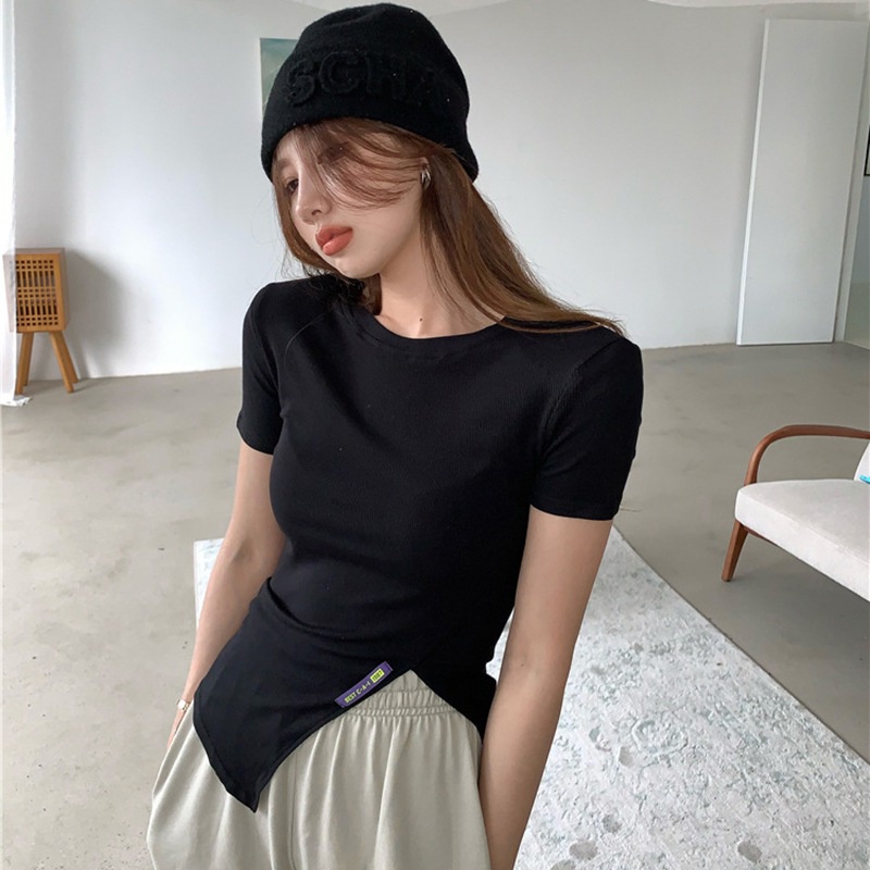 Áo Thun Nữ Tay Ngắn Cổ Tròn Chất Liệu Polyester Thoáng Khí Thời Trang Xuân Hè
