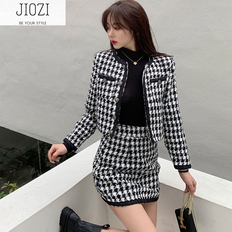 [Hàng có sẳn] Set dạ tweed JIOZI thời trang Hàn Quốc D03 | BigBuy360 - bigbuy360.vn