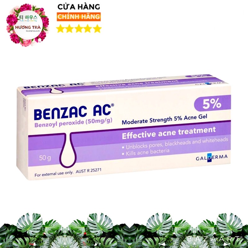 Benzac AC 5 Benzoyl Peroxide 5% Gel Hỗ Trợ Giảm Mụn 15g