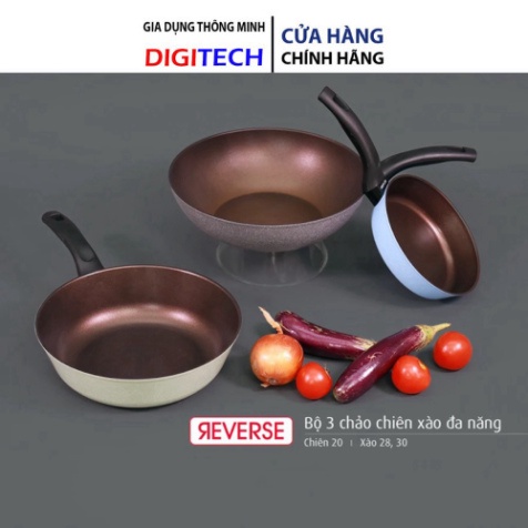 Bộ 3 chảo chiên xào đa năng Reverse - Thương hiệu Nhật Bản - chống dính silkware - Điện máy DigiTech