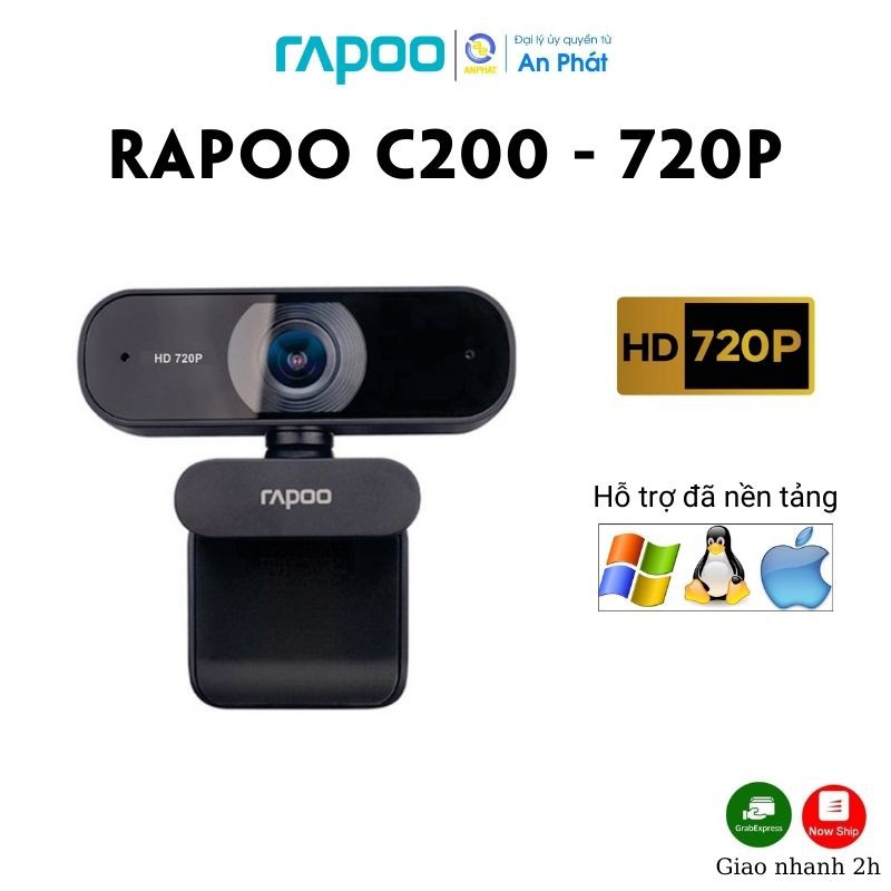 Webcam Rapoo C260 / C200 - tương thích Win/ Mac/ Linux - phân giải HD 720p - 1080p