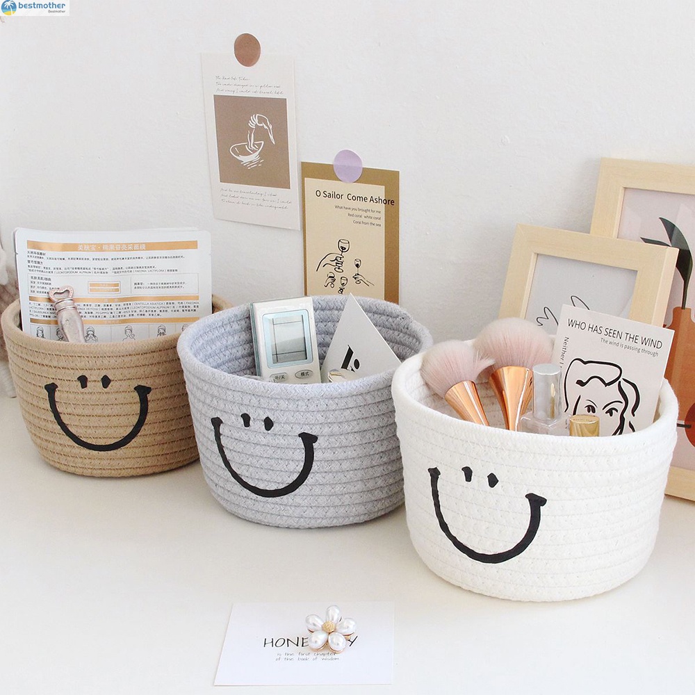 Giỏ Đựng Đồ Chơi Bằng Vải Dệt Hình Mặt Cười Dễ Thương Đa Ứng Dụng