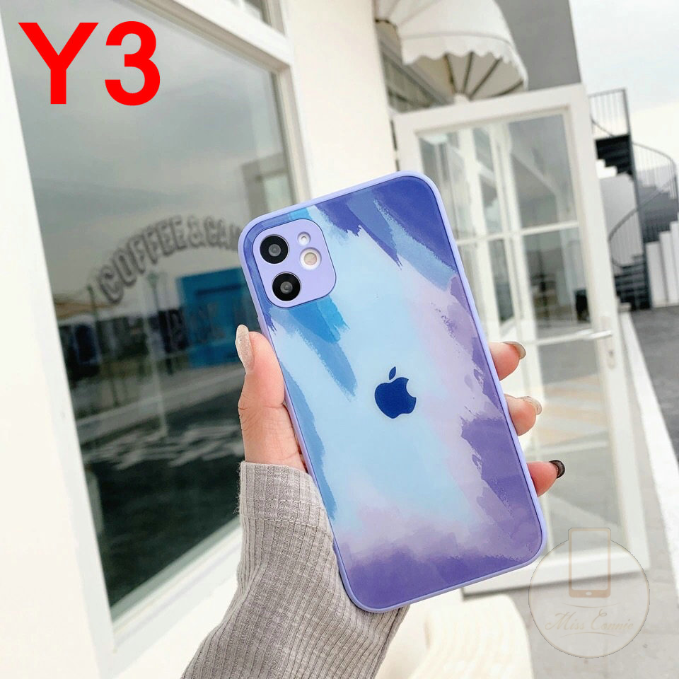 Ốp kính cường lực màu nước chống sốc cho iPhone 7 8 Plus Max 12 11 Pro Max XR X XS Max 6 6s Plus SE 2020