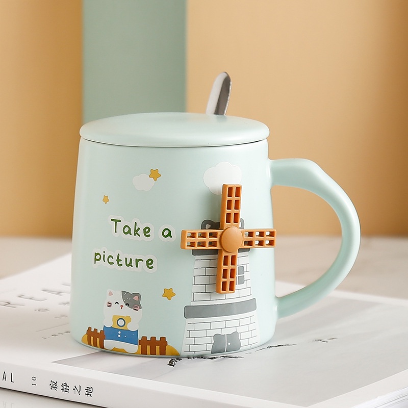 Ly,cốc uống trà, cafe hình cối xay gió nổi