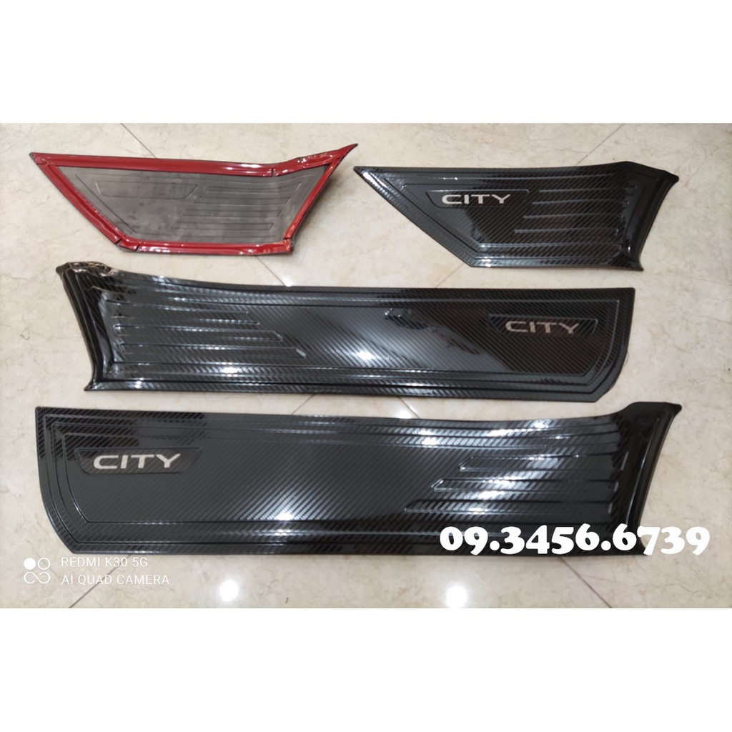 Ốp Tapli Cửa Xe Honda CITY 2021 2022 Mẫu Titan/Carbon Cao Cấp - Bộ 4 Tấm Tặng keo Dính thêm