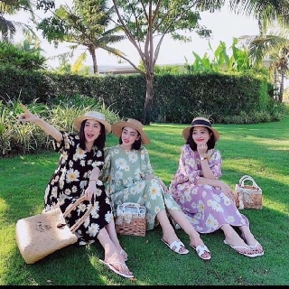 Váy bầu hoa cúc họa mi to