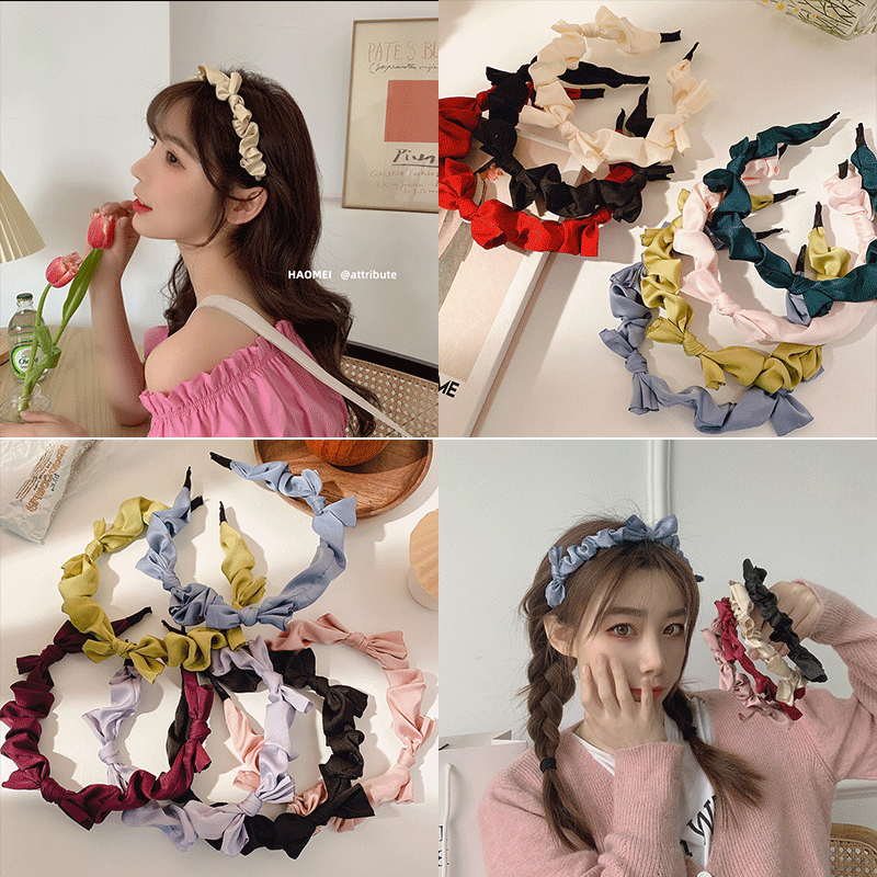 Korean Fashion Bowknot Satin Fabric Hair Hoop Cool In Summer