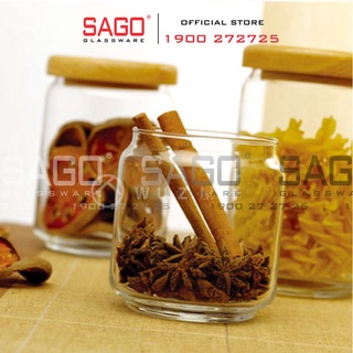 Hũ Thủy Tinh Ocean Pop Jar Wooden Lid Cao cấp | Hũ Nắp Gỗ