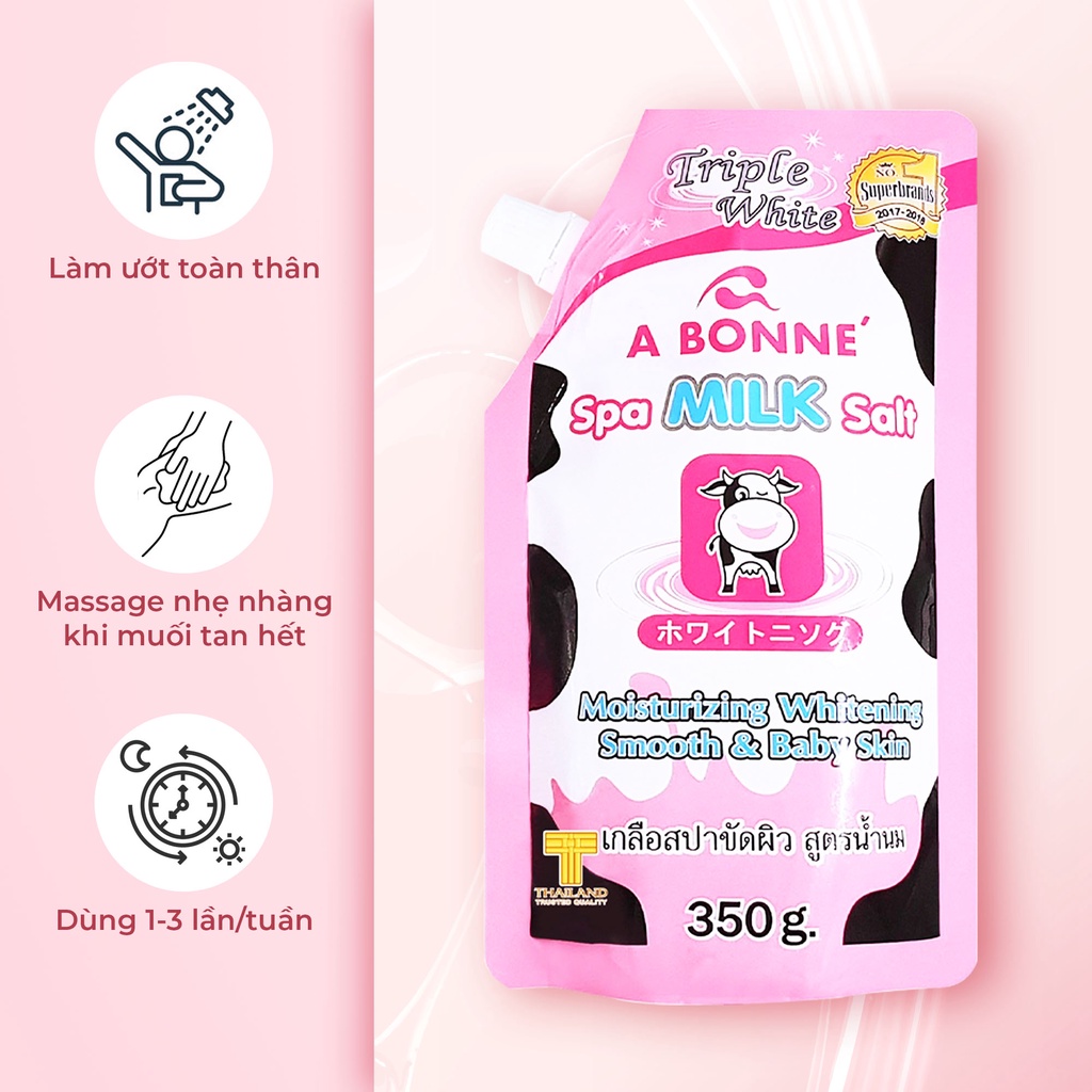 (CHÍNH HÃNG) Muối Tắm Sữa Bò Tẩy Tế Bào Chết A Bonne Spa Milk Salt Thái Lan 350gr